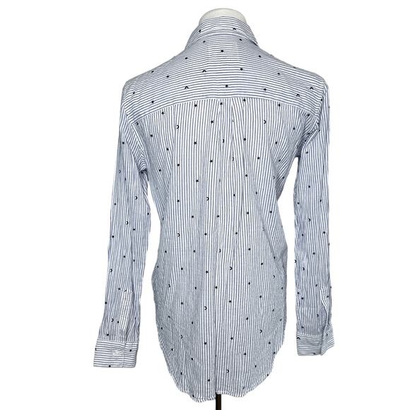 Rails Taylor Flocked Striped Collared Button Down Moon Stars Blue White Small - Picture 4 of 16
